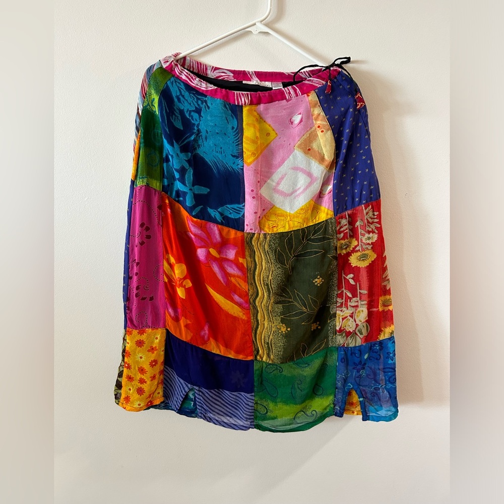 Sacred Threads Patchwork Midi Skirt L - image 1